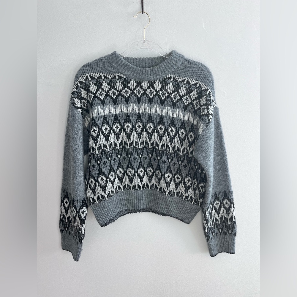 MANGO Wool Blend Metallic Crew Neck Sweater - Picture 2 of 5